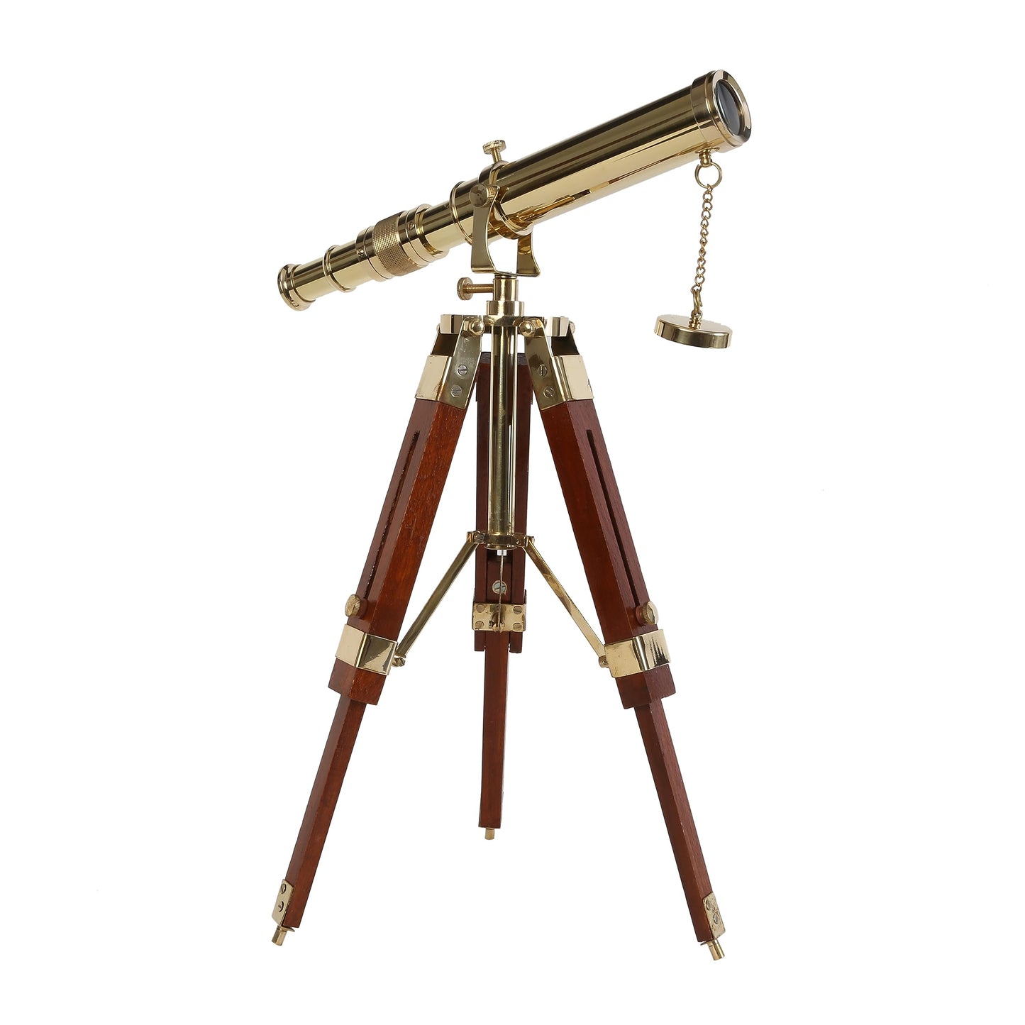 Handcrafted maritime telescope replica highlighting the adjustable Indian rosewood tripod stand legs