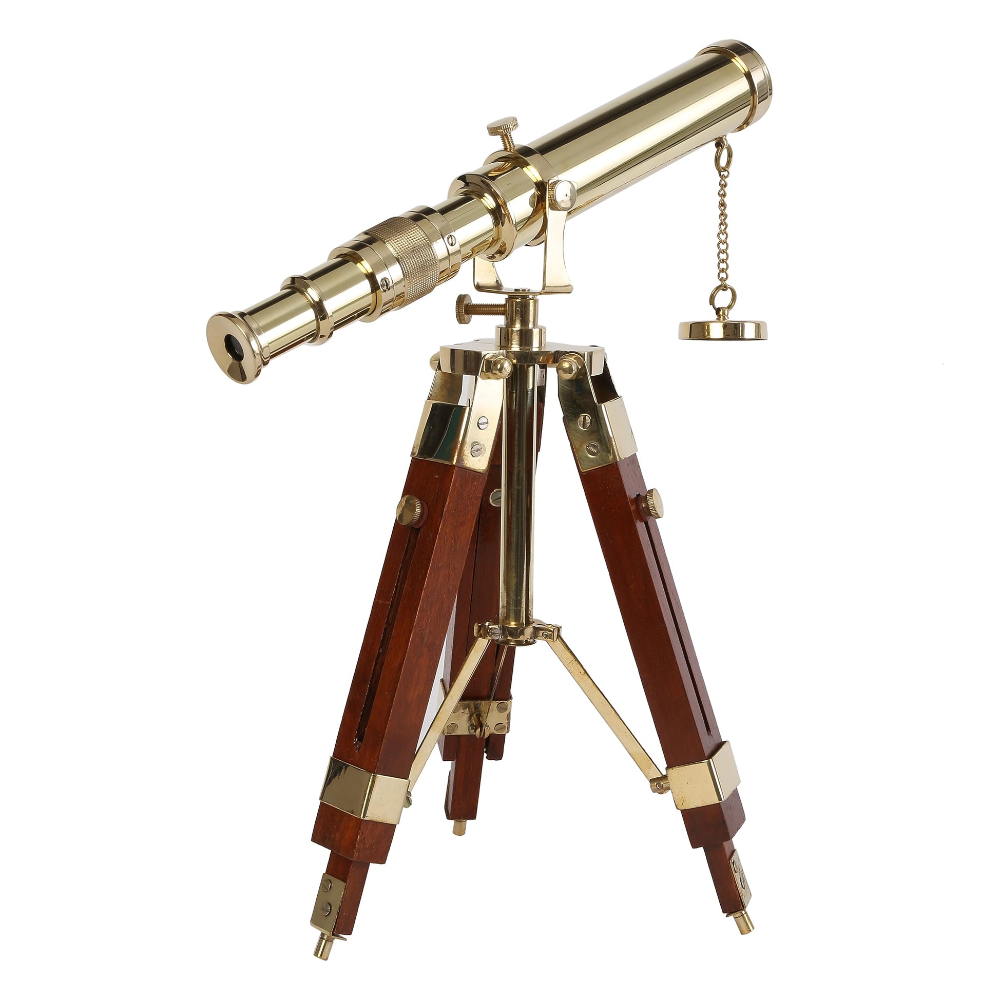 Ocean Replicas nautical brass spyglass telescope extended barrel detail showing push and pull focusing mechanism