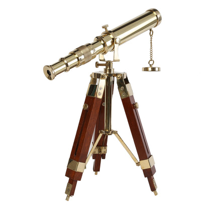 Ocean Replicas nautical brass spyglass telescope extended barrel detail showing push and pull focusing mechanism