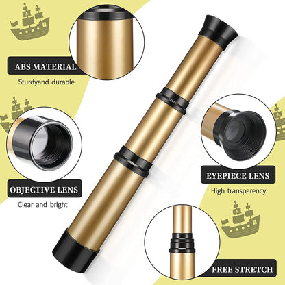 Aubric pirate themed party cosplay accessory kit with plastic monocular telescopes and survival gear compasses