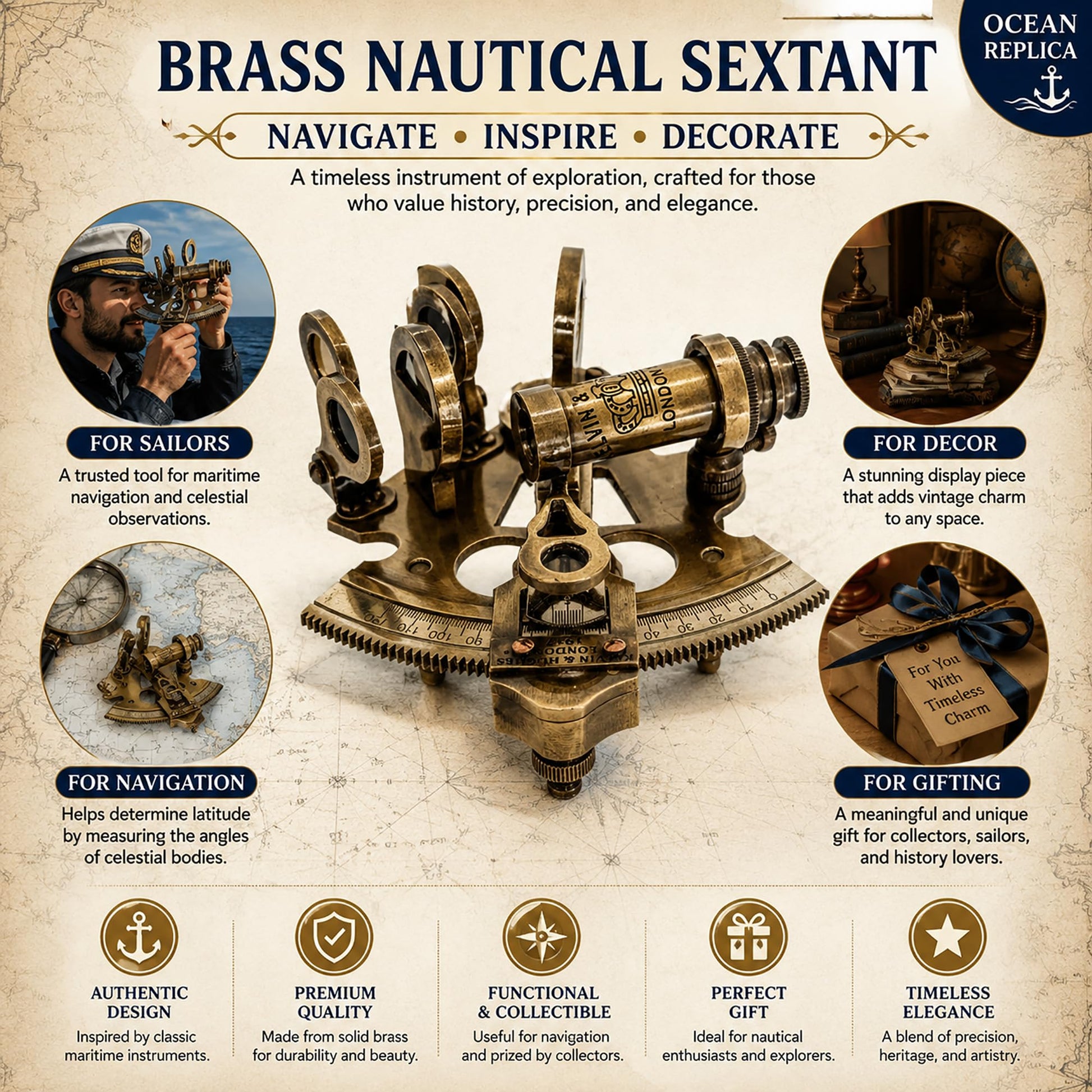 Handheld view of the three point five inch wide maritime astrolabe illustrating its portable size.