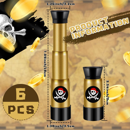 Zubebe pirate spyglass toys for kids showing one extended telescope and one collapsed telescope side by side.