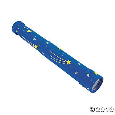 Extendable paper mache spyglass with clear plastic lenses for children