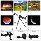 ArtCreativity beginner astronomy telescope package contents displaying the refracting body alongside the compact altazimuth mount stand