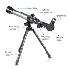 ArtCreativity youth skywatching telescope highlighting the lightweight build quality and secure attachment mechanism for the lenses
