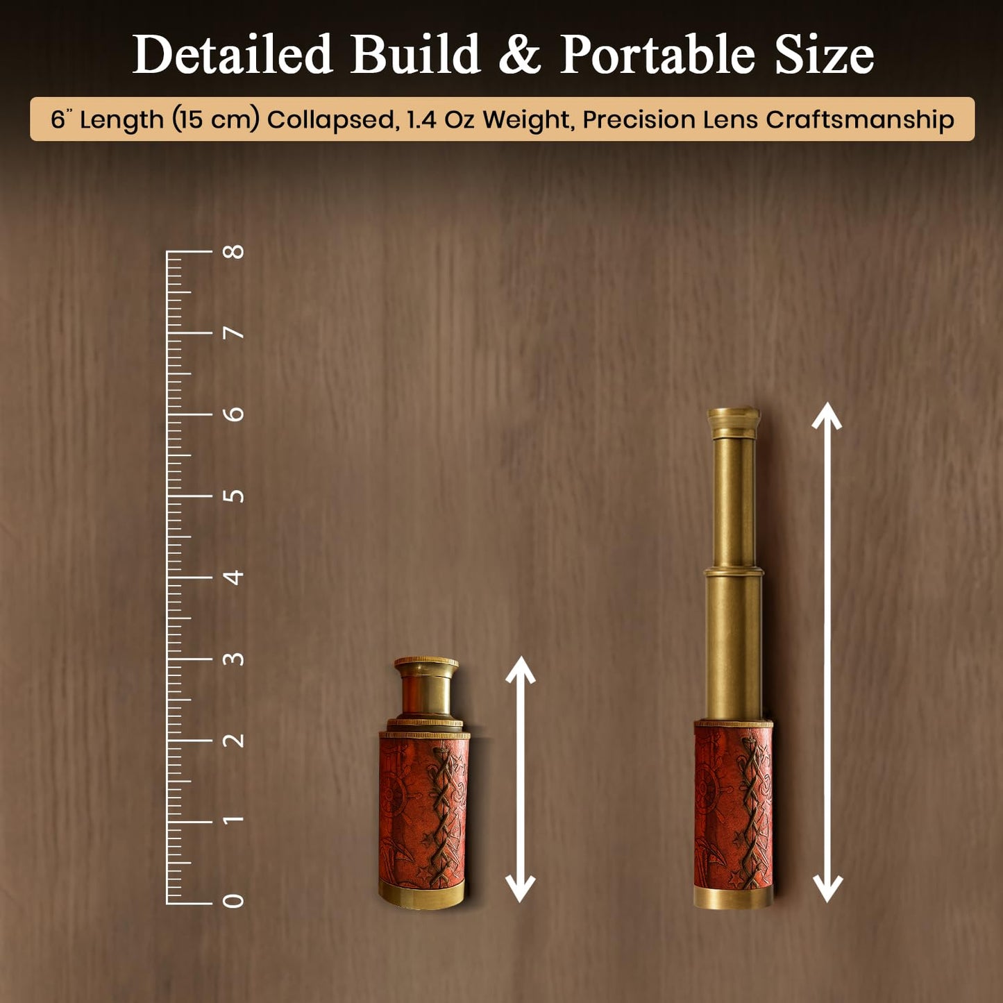 Close up of solid brass craftsmanship on Artizanstore telescope