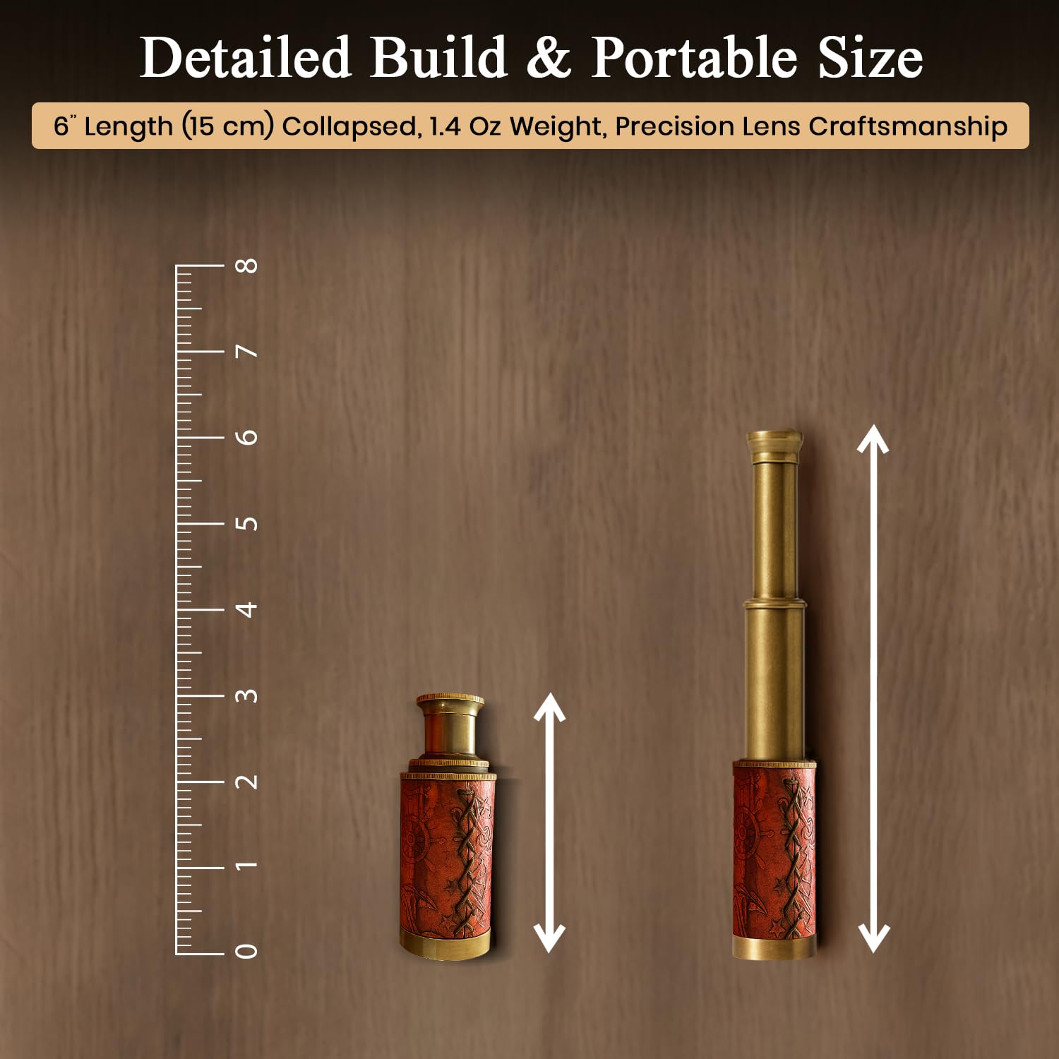 Close up of solid brass craftsmanship on Artizanstore telescope