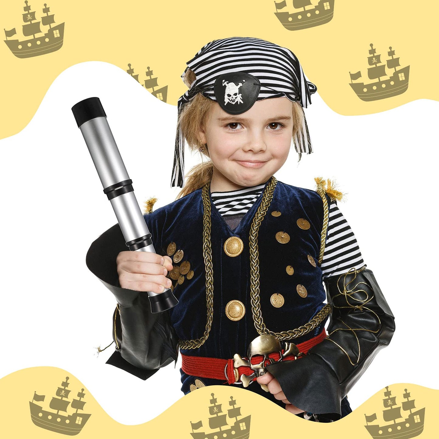Xuhal collapsible pirate monocular props showing the retractable mechanism design