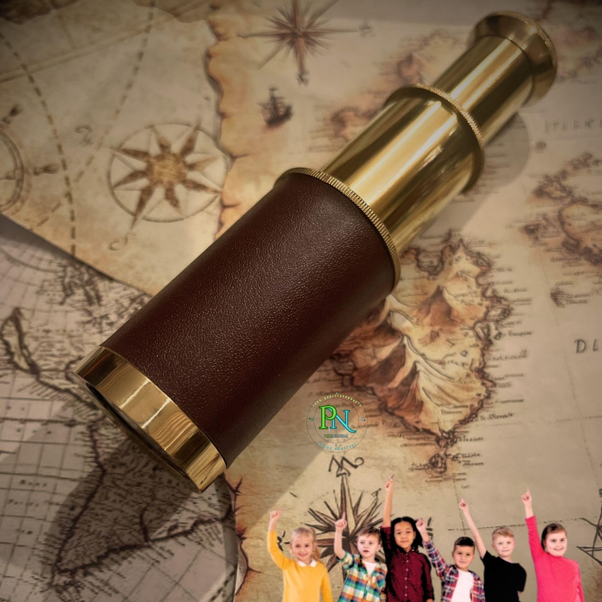 Prime Nautical collapsible marine spyglass completely closed showing compact size