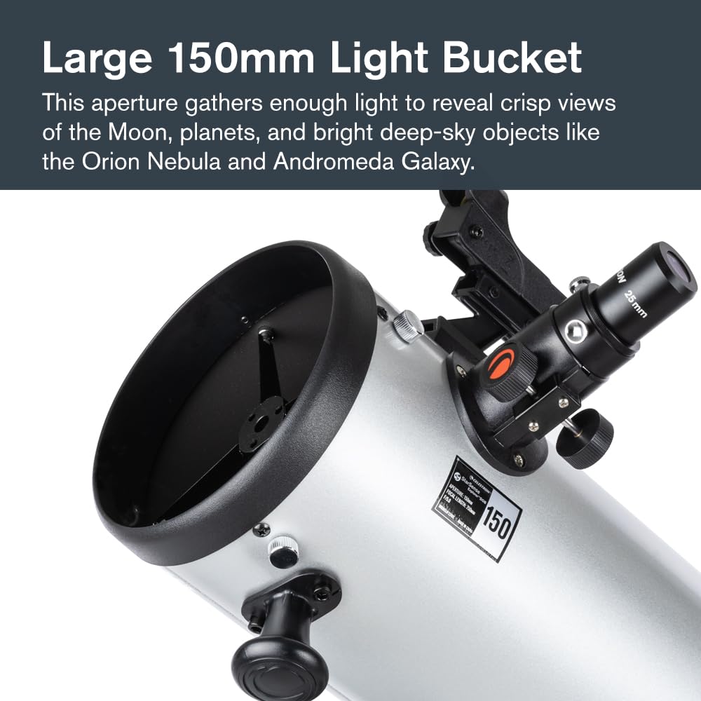 Close up view of the smartphone alignment dock on a Celestron reflector telescope tube