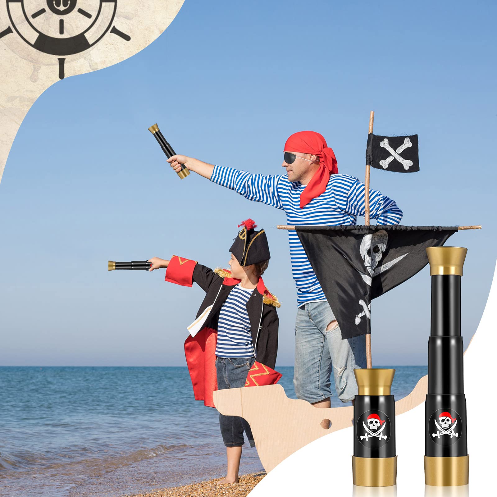 Gejoy adjustable miniature handheld pirate telescope compressed for compact storage.