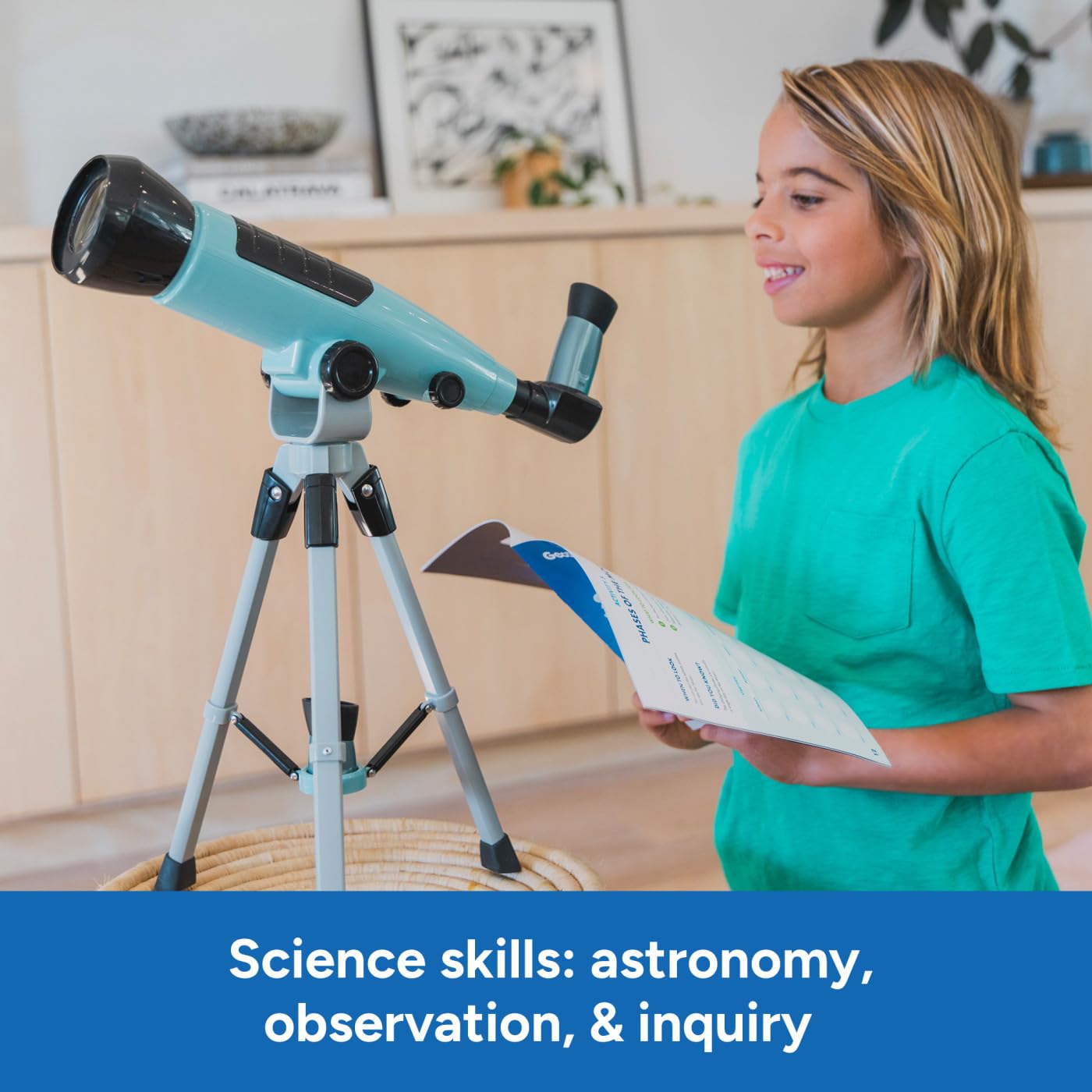 Educational Insights GeoSafari telescope alongside the included hands-on activity journal