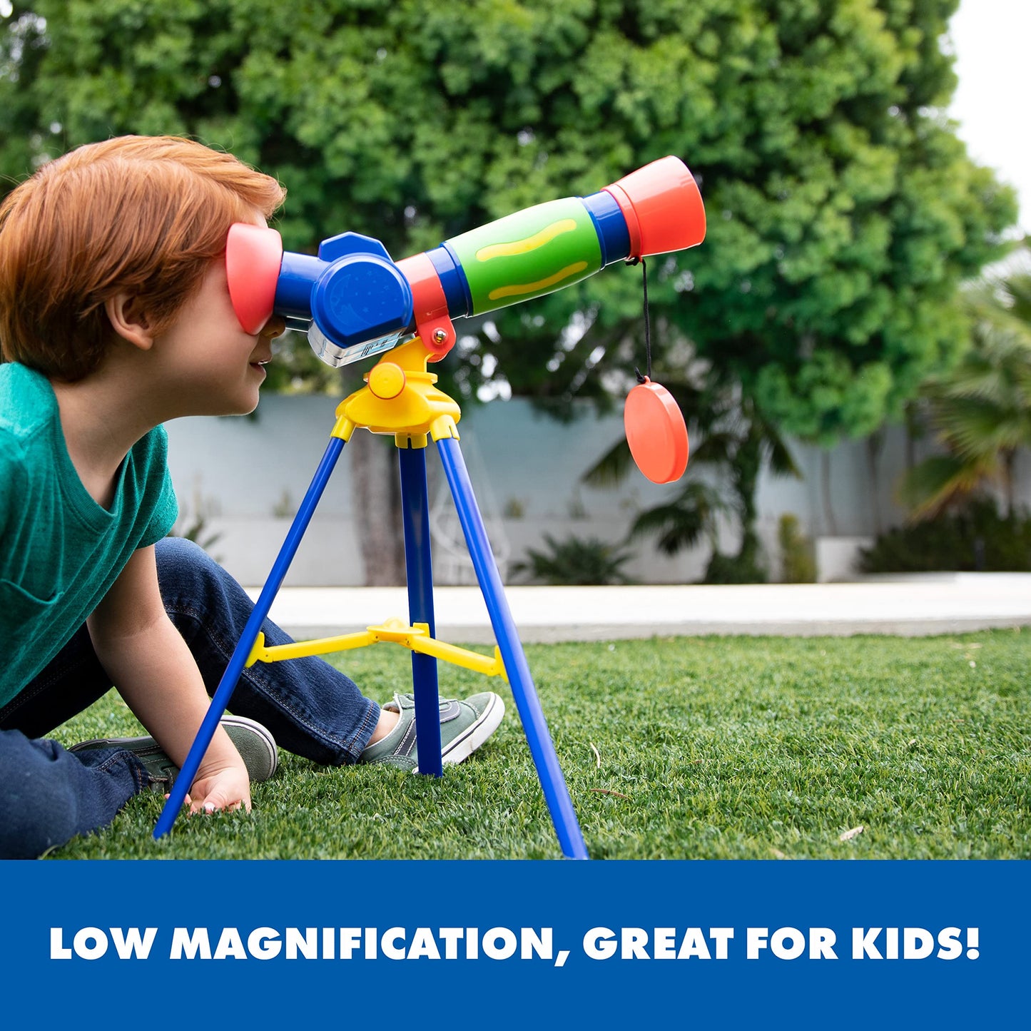 Close up view of the soft goggle dual eyepiece with integrated nose cutout on the GeoSafari Junior mini telescope.