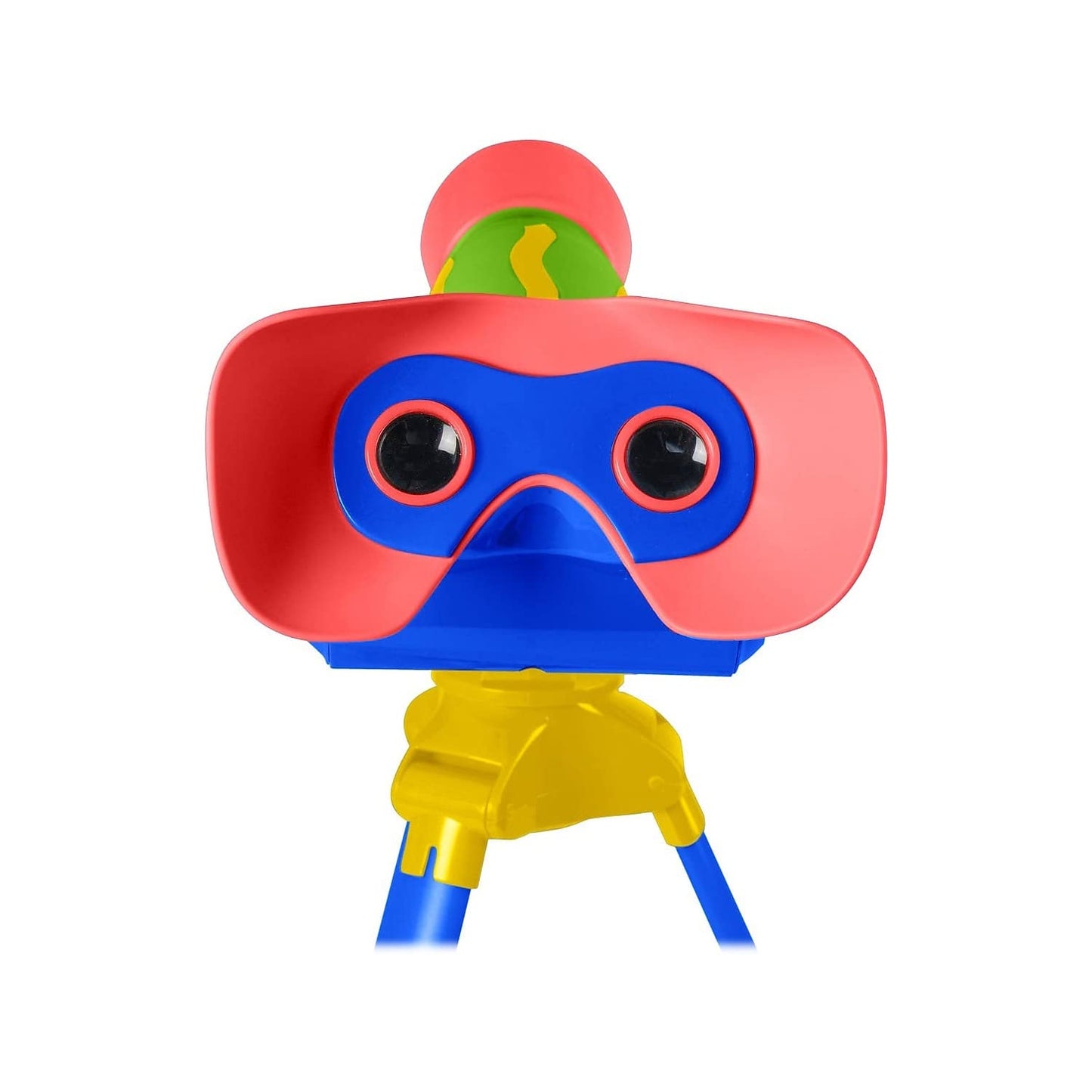 Side profile of the focus free preschool STEM telescope highlighting the durable child friendly construction.