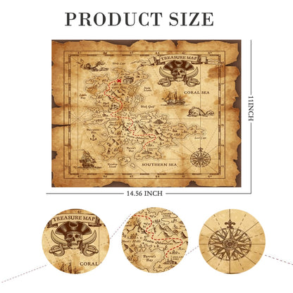 SSZS illustrated fabric pirate treasure map spread flat showing the skull rock design