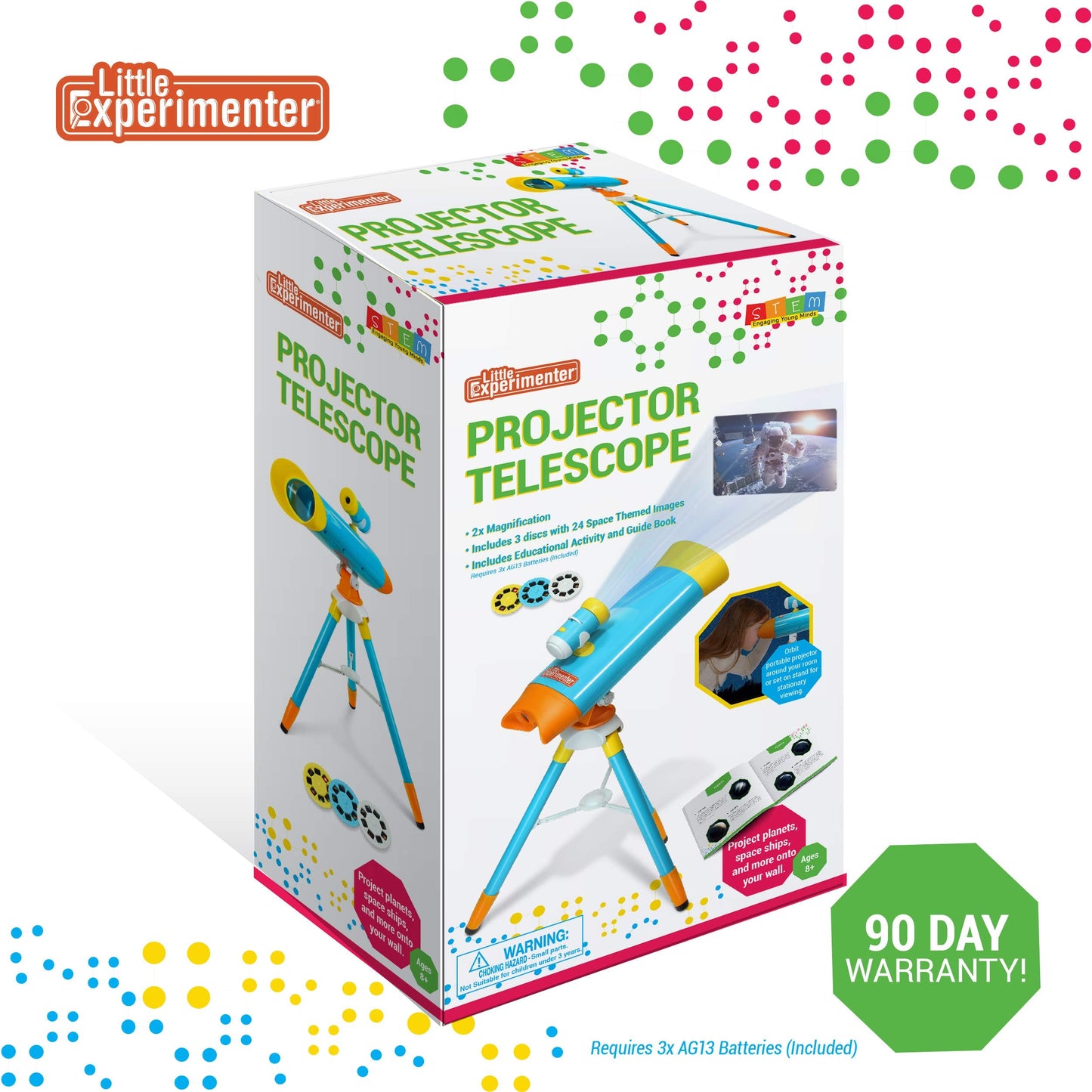 Collapsible tripod and compact storage assembly of the Little Experimenter kid telescope