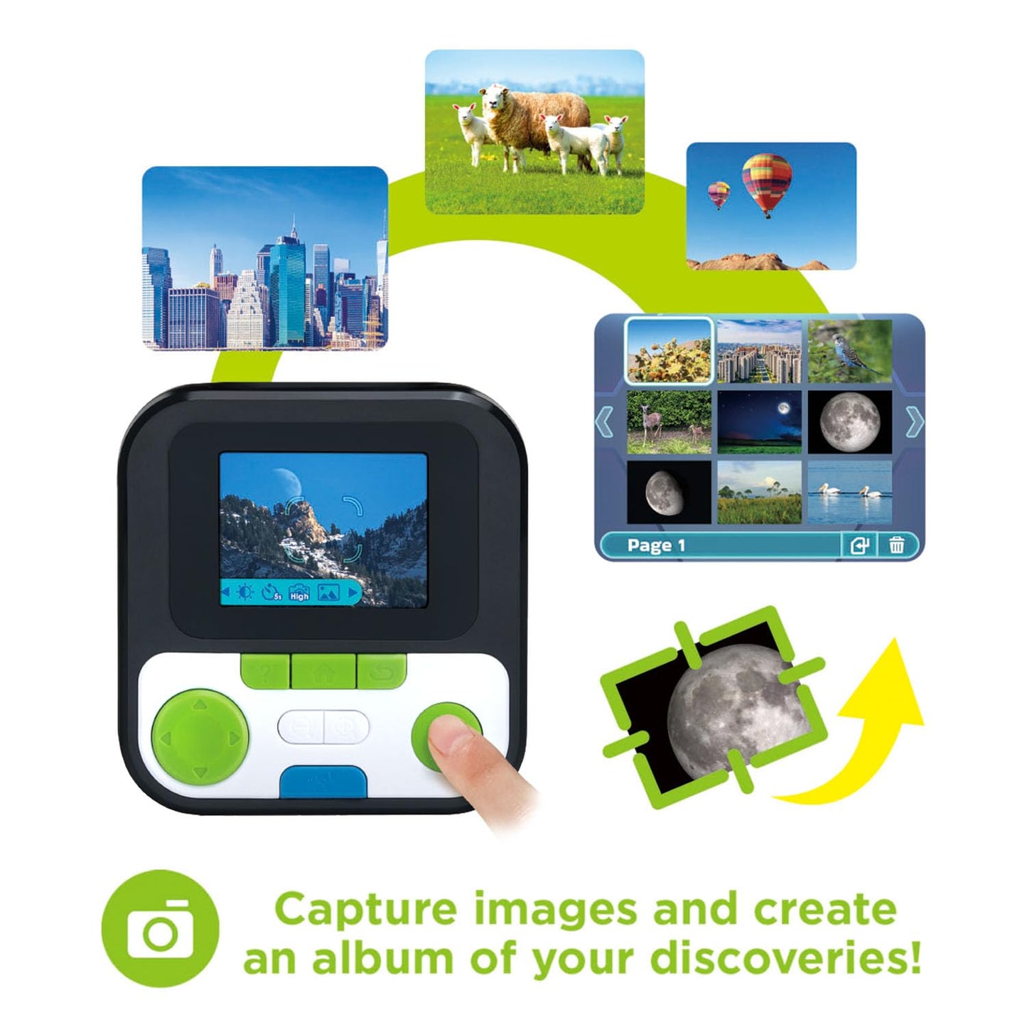 LeapFrog digital children telescope showing the color video screen display
