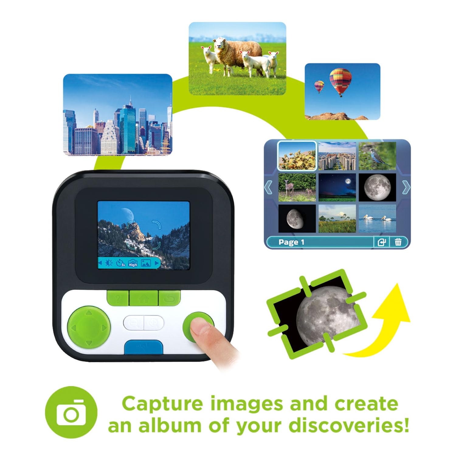 LeapFrog digital children telescope showing the color video screen display