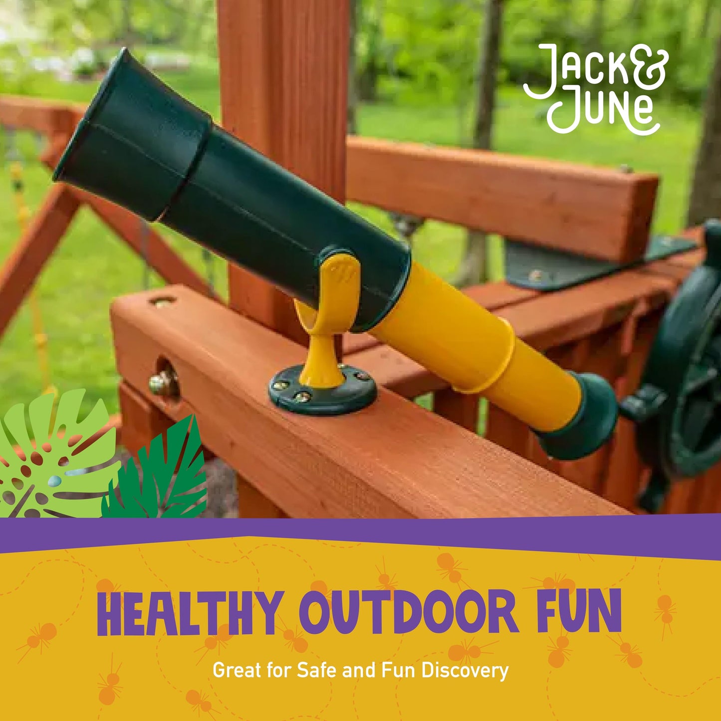 Jack and June outdoor playground accessory showing the fully extended non-magnifying telescope body