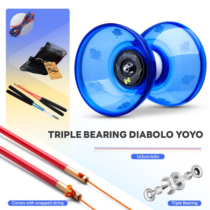 Side profile of Magicyoyo 4 inch triple bearing diabolo