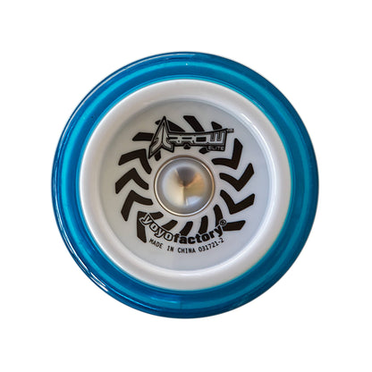 Side profile of YoyoFactory Arrow Elite Blue showing weight distribution