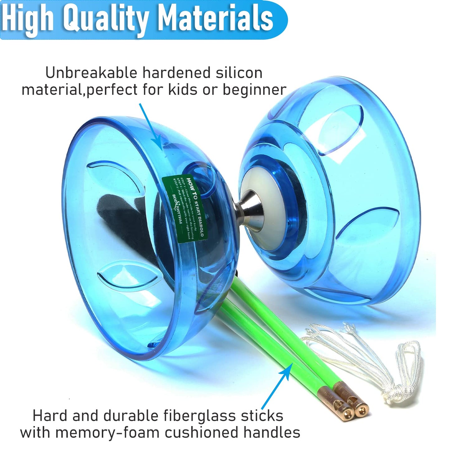 Fiberglass sticks with foam handles for Chinese diabolo set