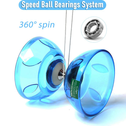 Durable five bearing mechanism inside the blue diabolo yoyo