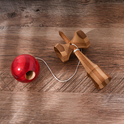Two pack solid bamboo kendama toys blue and red bundle