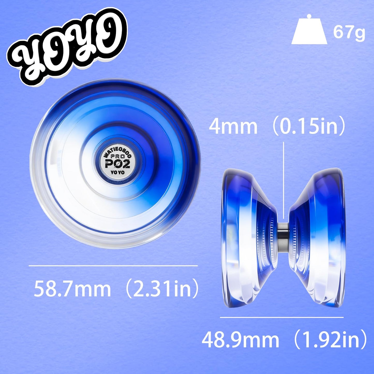 Watieoboo P02 beginner yoyo side profile on white background