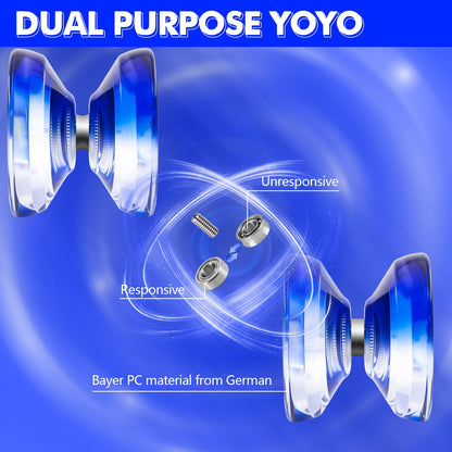 Gradient blue Watieoboo P02 yoyo with included accessories