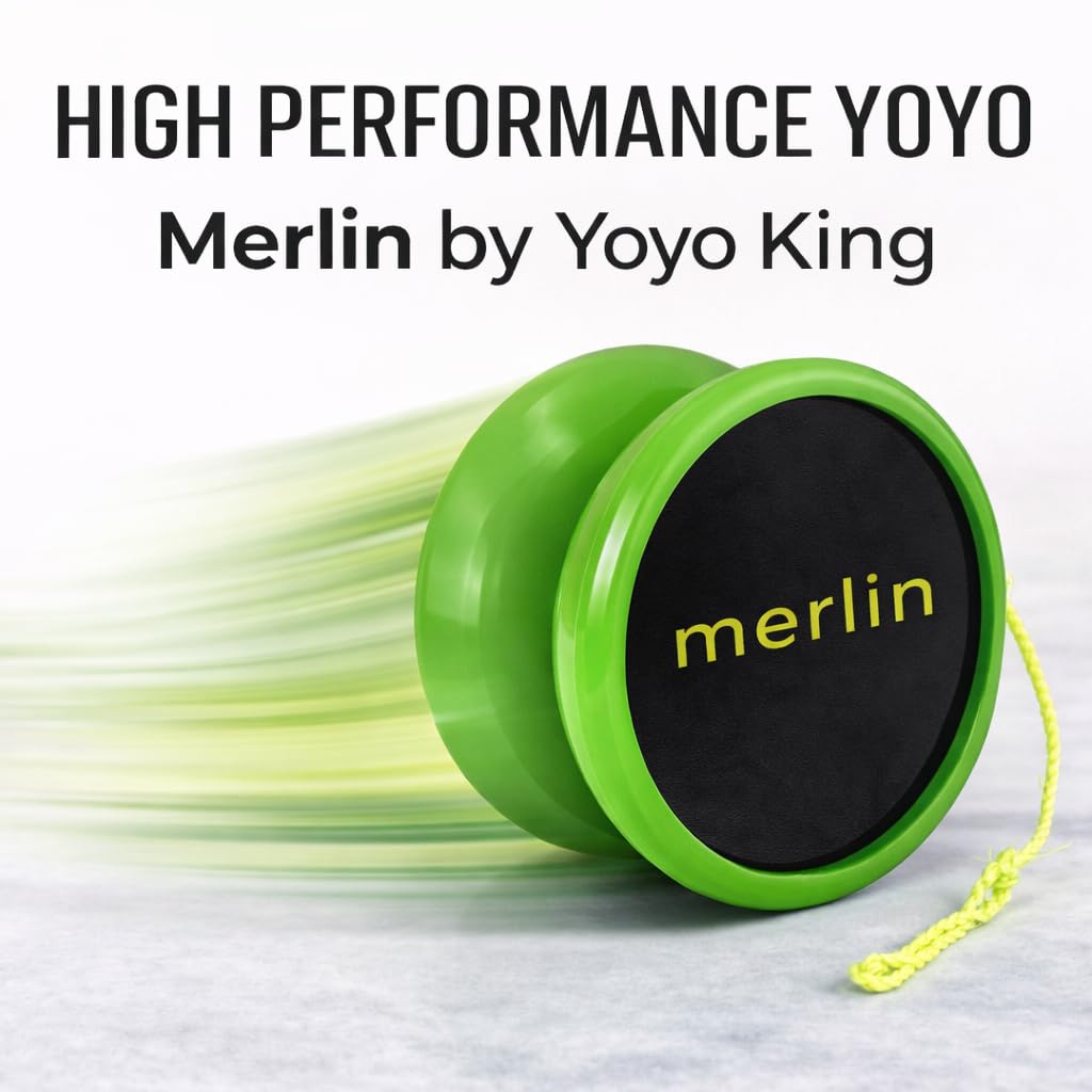 Yoyo King Merlin green trick yoyo in hand for scale