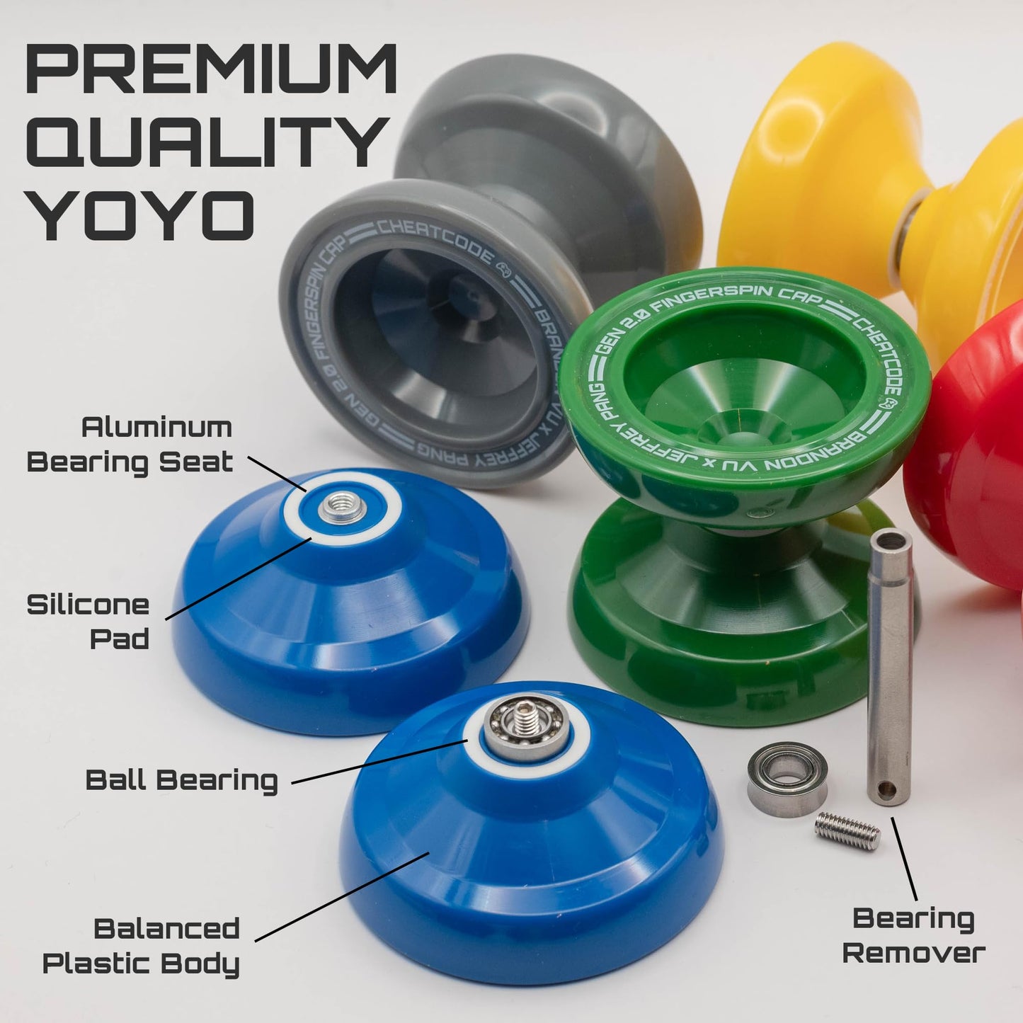 Side profile of Cheatcode Yoyo showing fingerspin dimple design