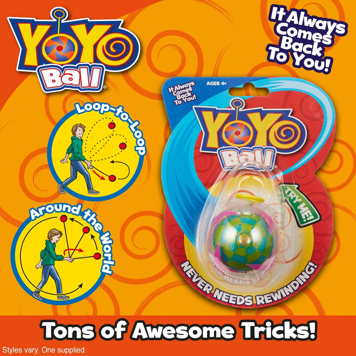 Assorted colors of Big Time Toys automatic yoyo ball