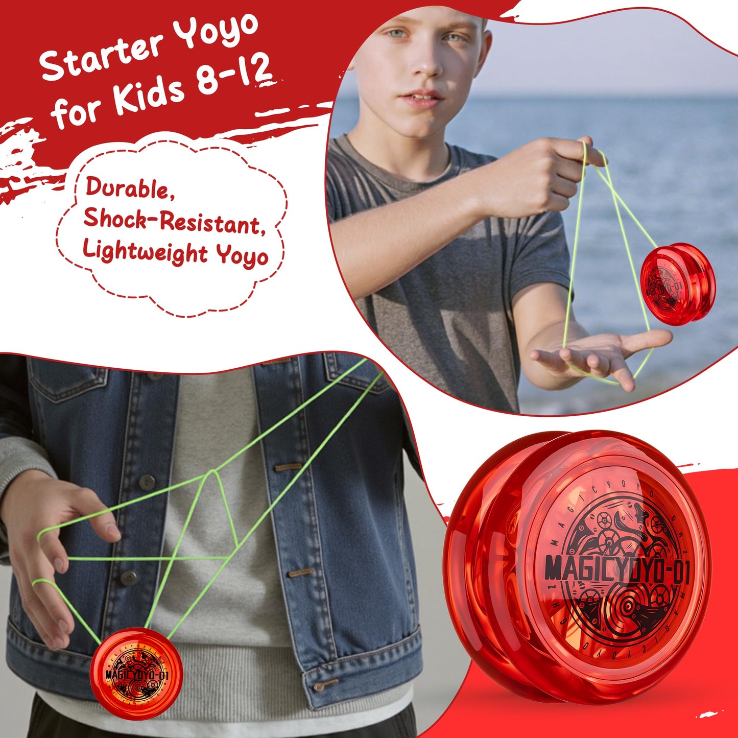 Kids playing with Magicyoyo D1 red responsive yoyo