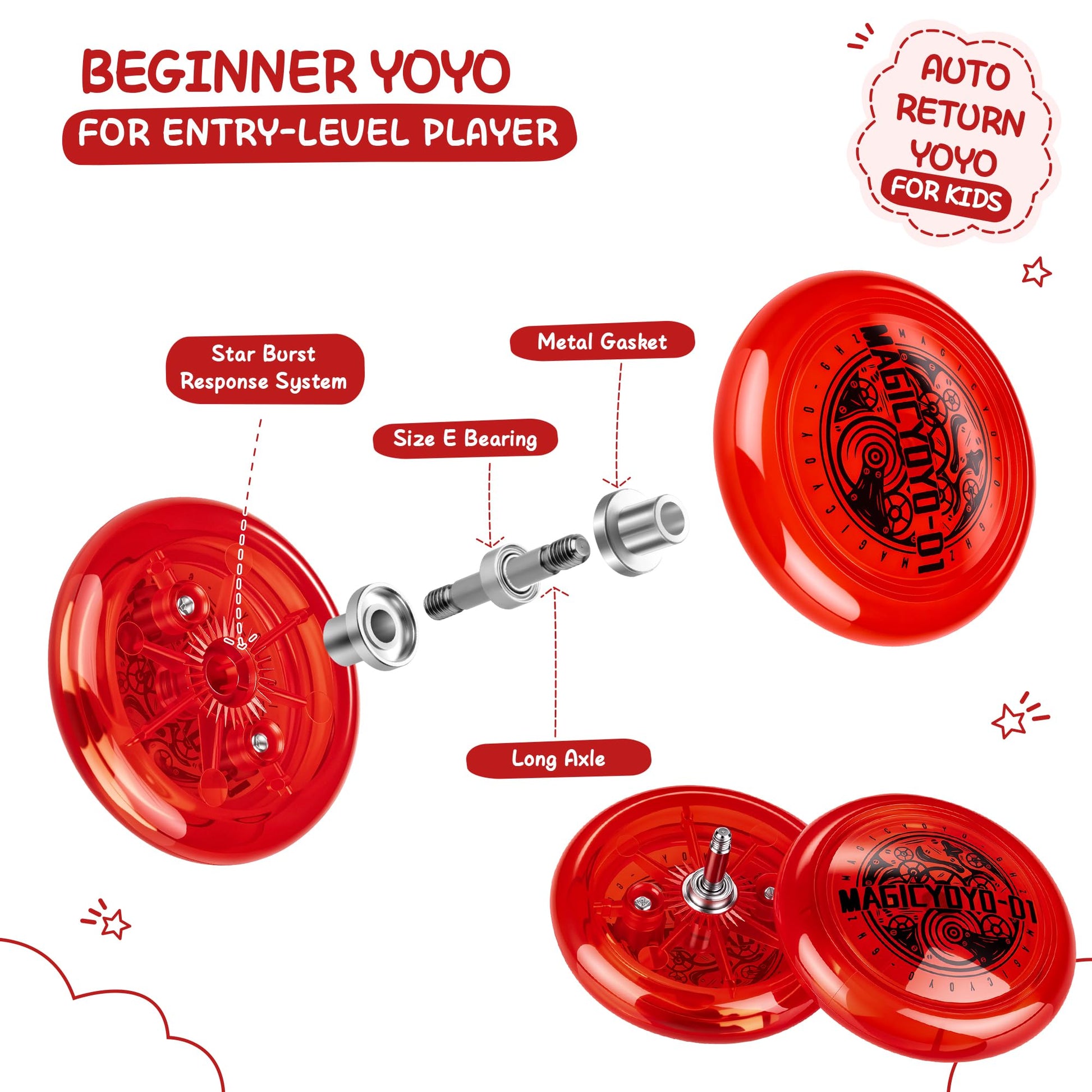 Magicyoyo D1 starter yoyo kit components including extra strings