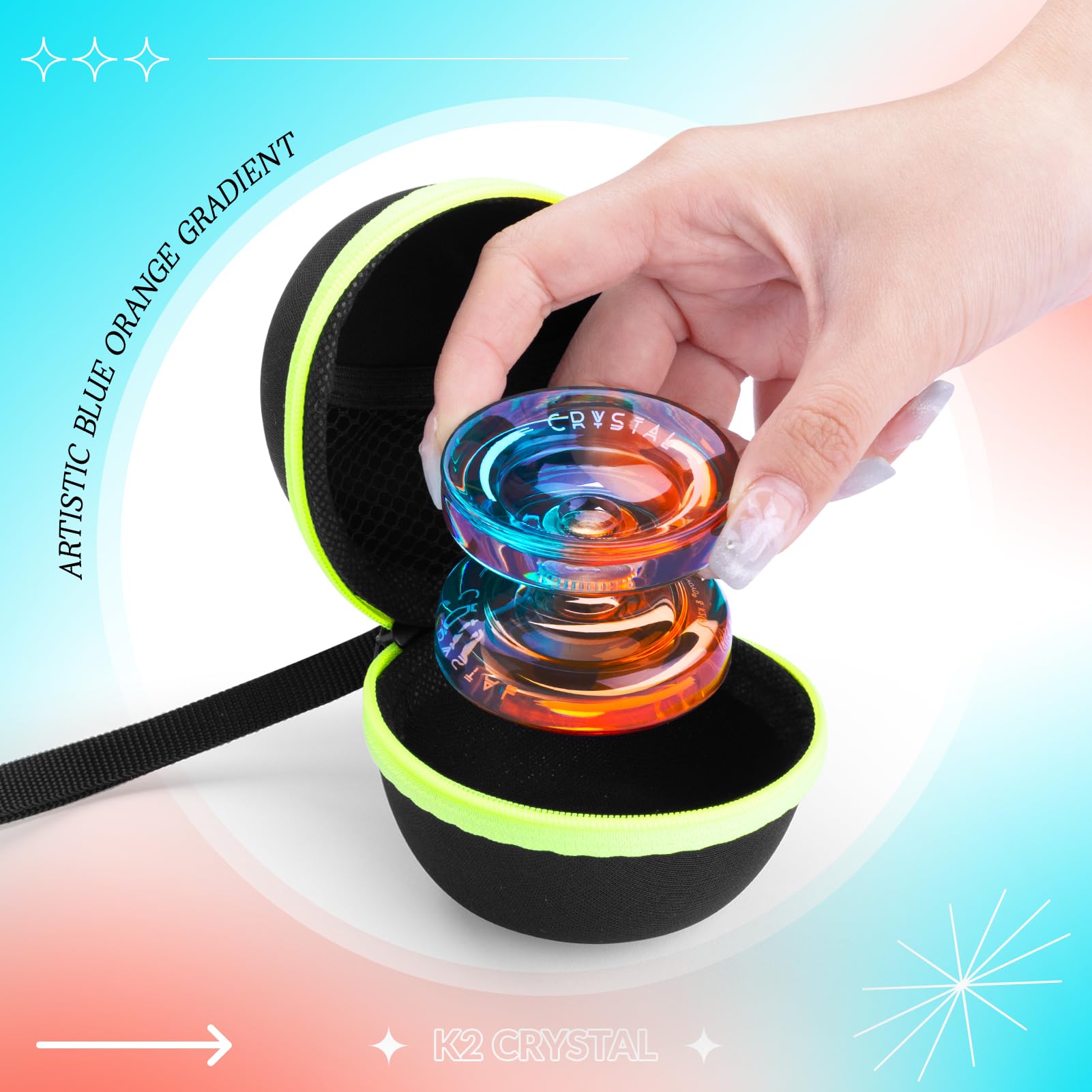 Side profile of Inovashon K2 Crystal yo-yo with gradient design