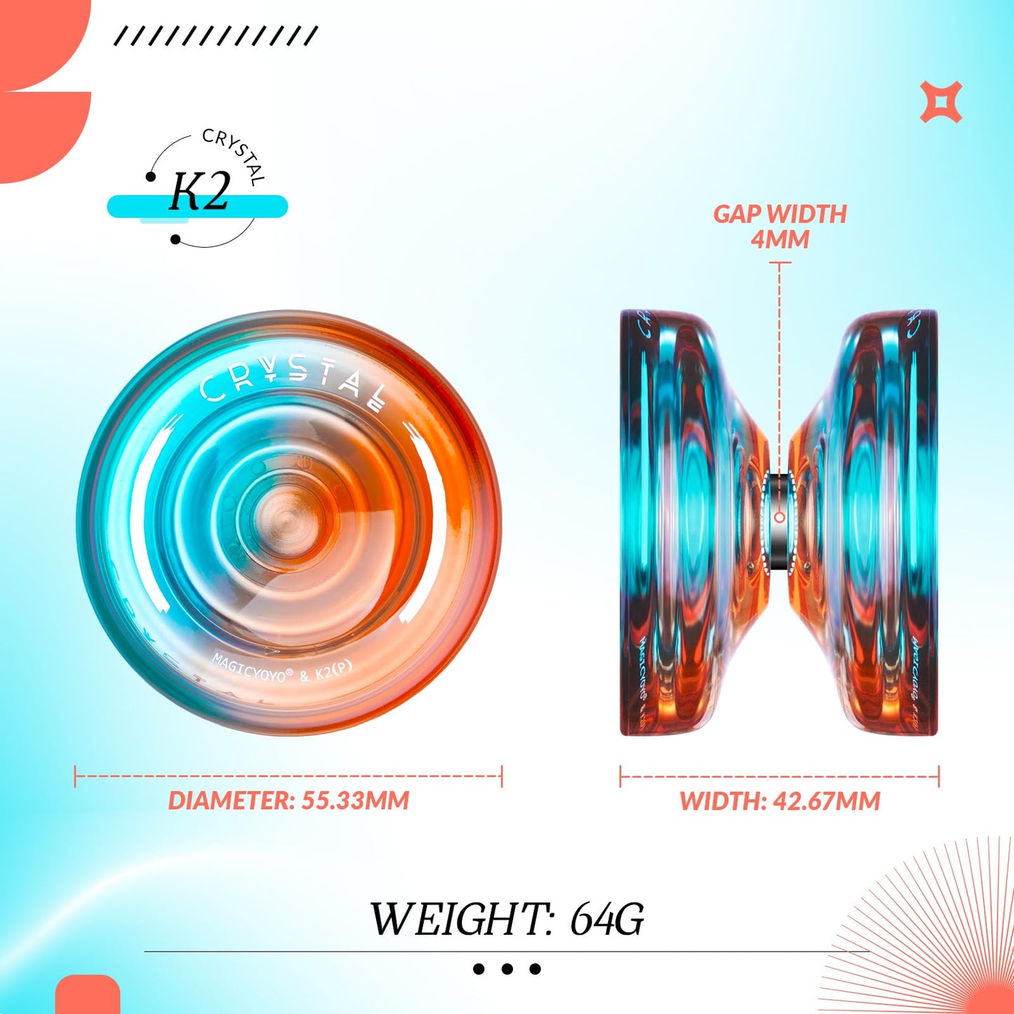 Close up view of Inovashon K2 Crystal responsive yo-yo bearing