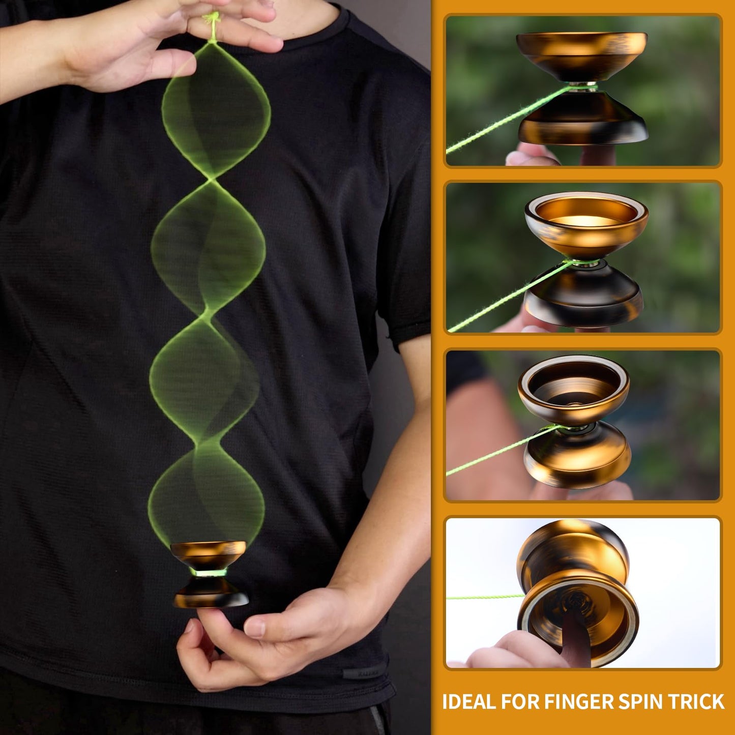 Yoyostudio metal yoyo black and gold design details