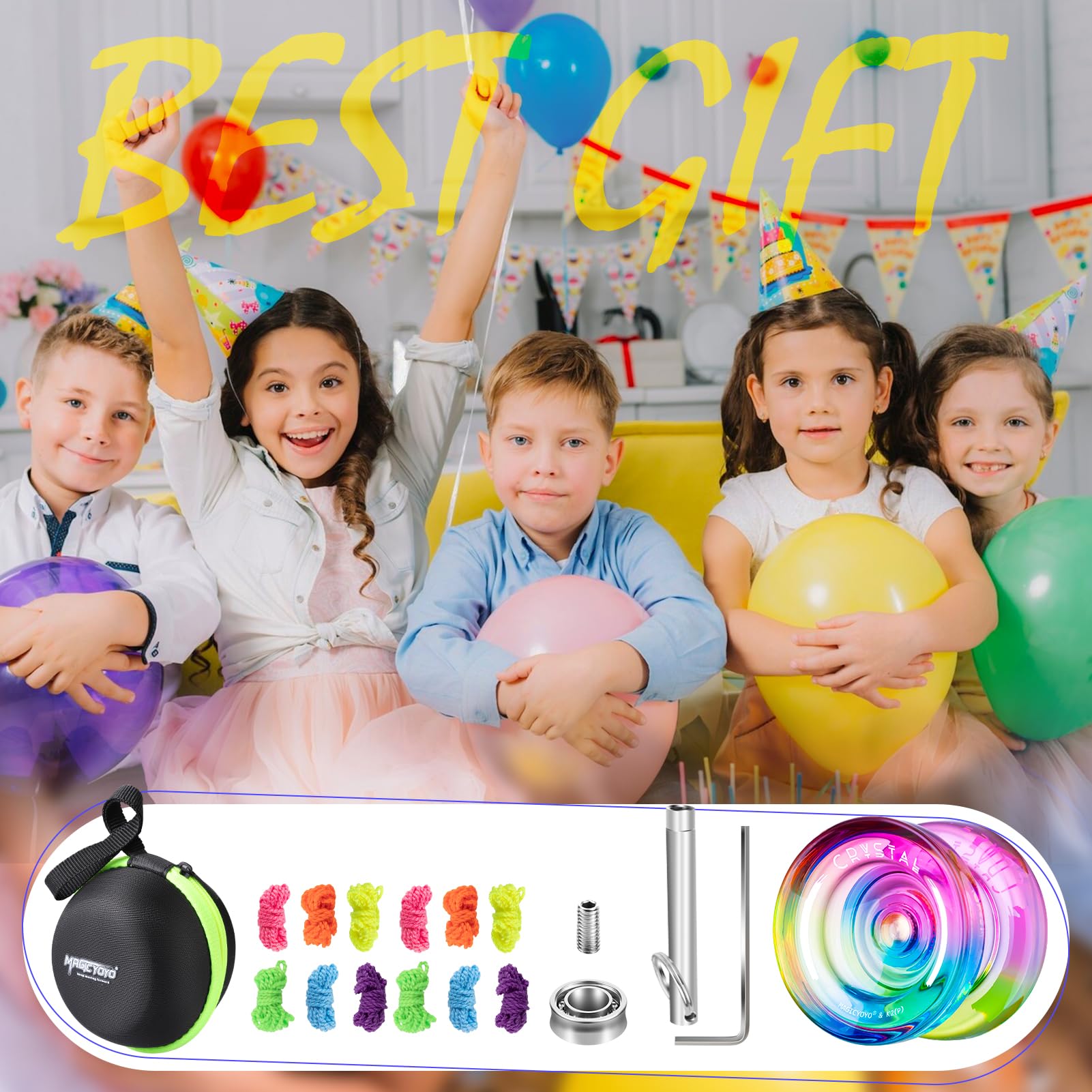 Magicyoyo K2 beginner yoyo displayed inside carrying bag
