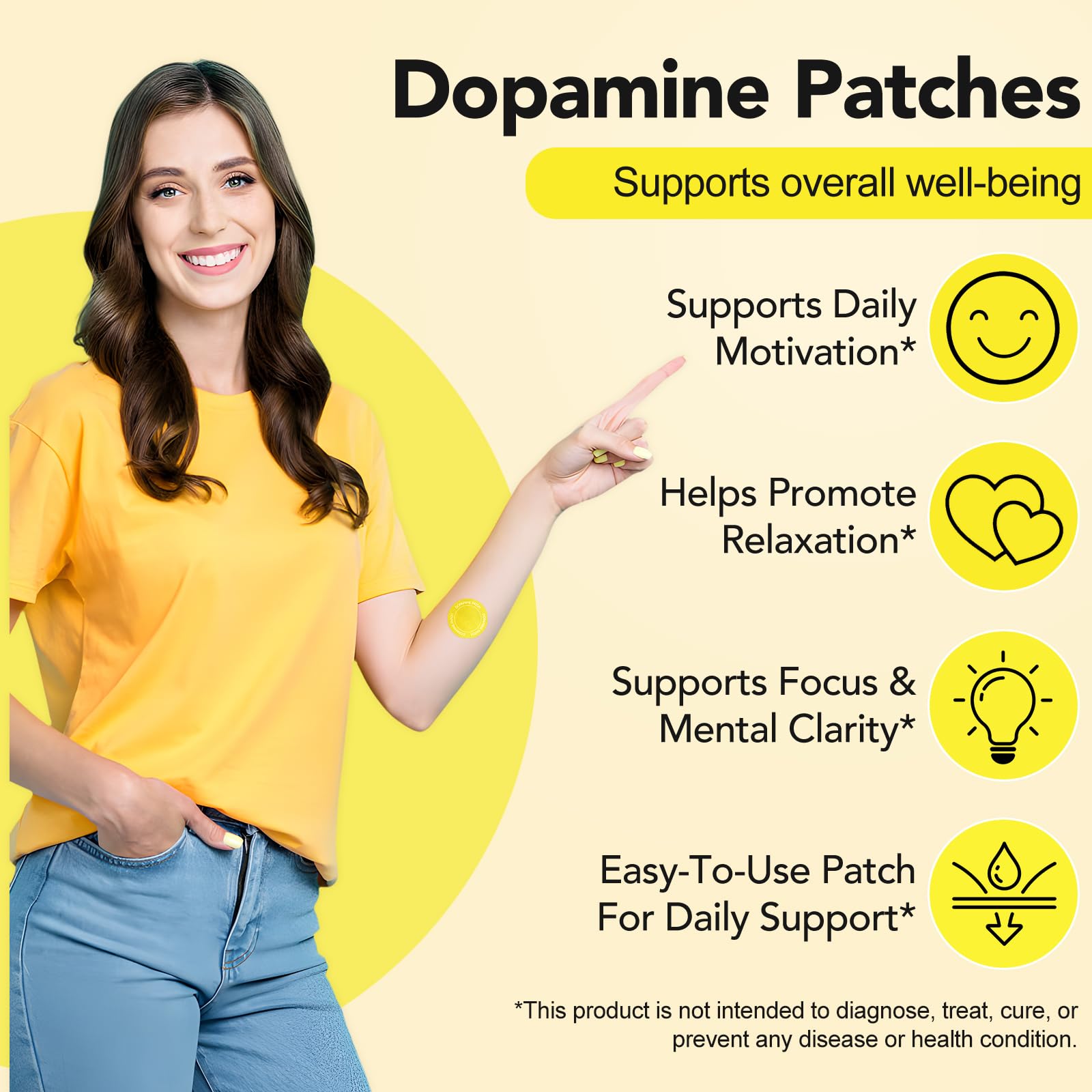 SDJUFEI mood boost support patches packaging back view listing key plant ingredients