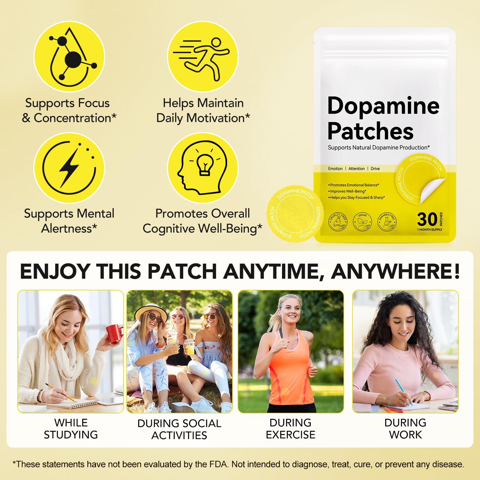 SDJUFEI daily mental wellness transdermal patches showing application on clean skin