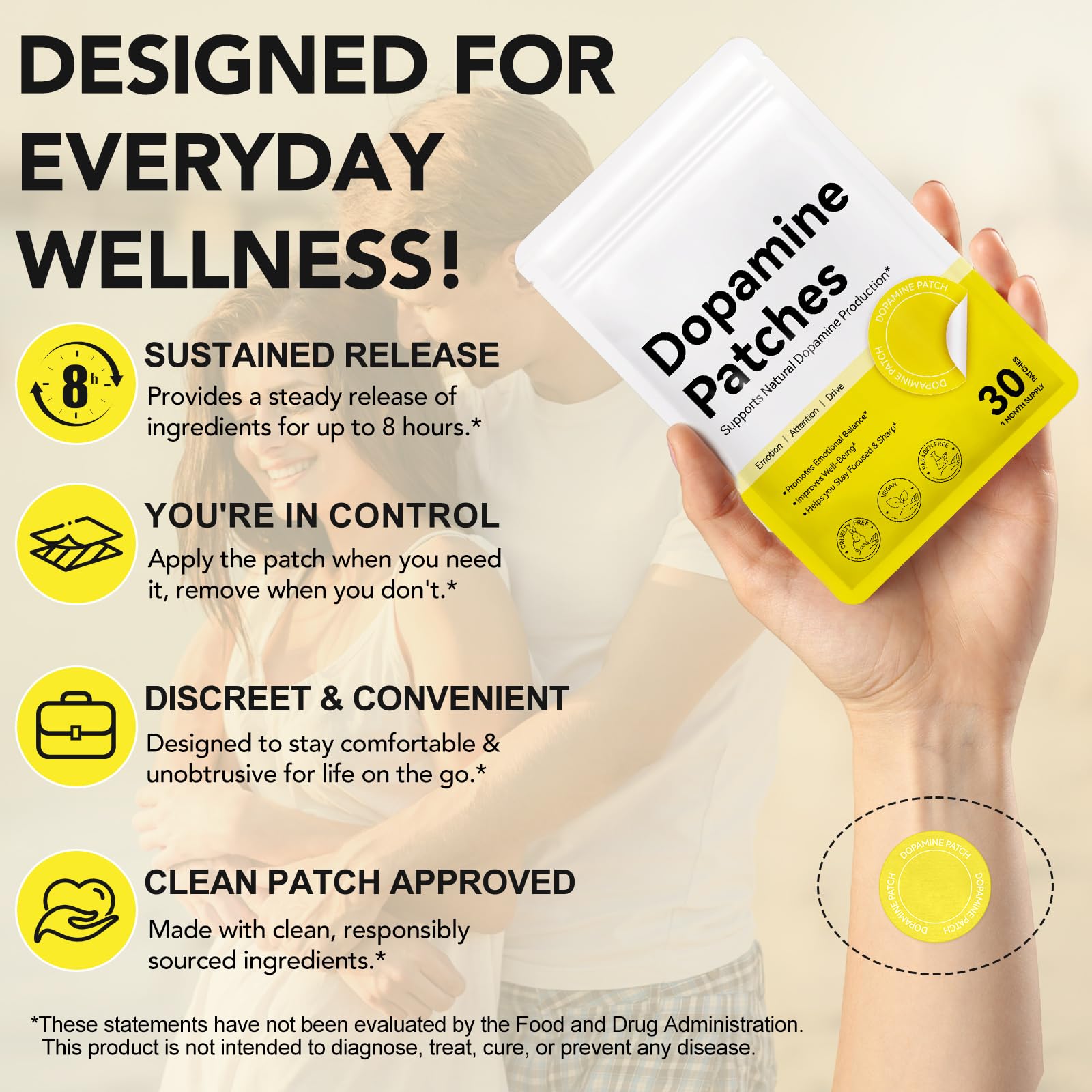 SDJUFEI positivity and motivation wellness patches in full retail packaging dimensions