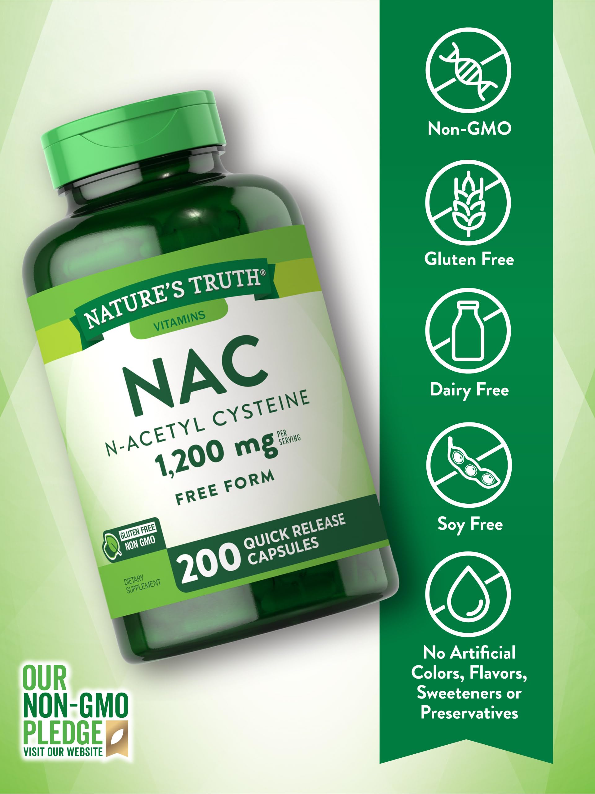 Side view of Nature's Truth amino acid supplement highlighting the 1200mg serving size