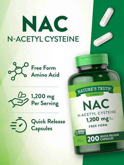 Close-up of the authentic imported capsule details for N-Acetyl Cysteine by Nature's Truth