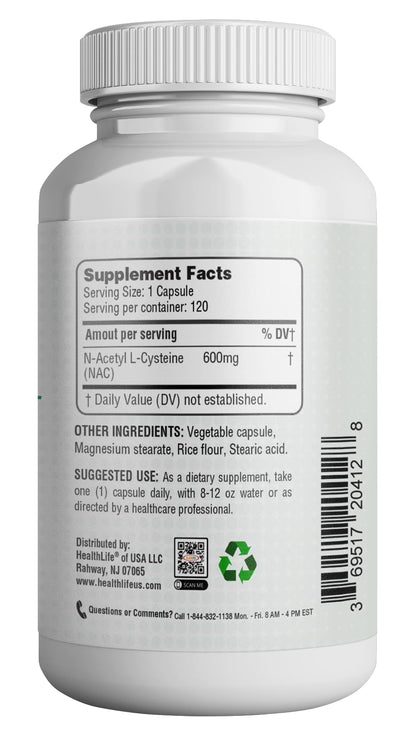 HealthLife NAC 600mg non-GMO gluten free certification logo view