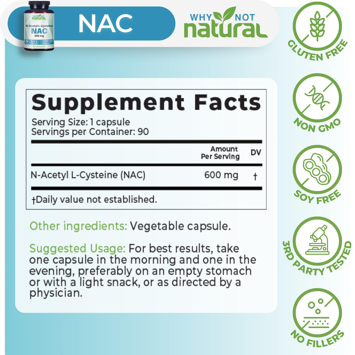 Why Not Natural vegan cellular health supplement capsule close up