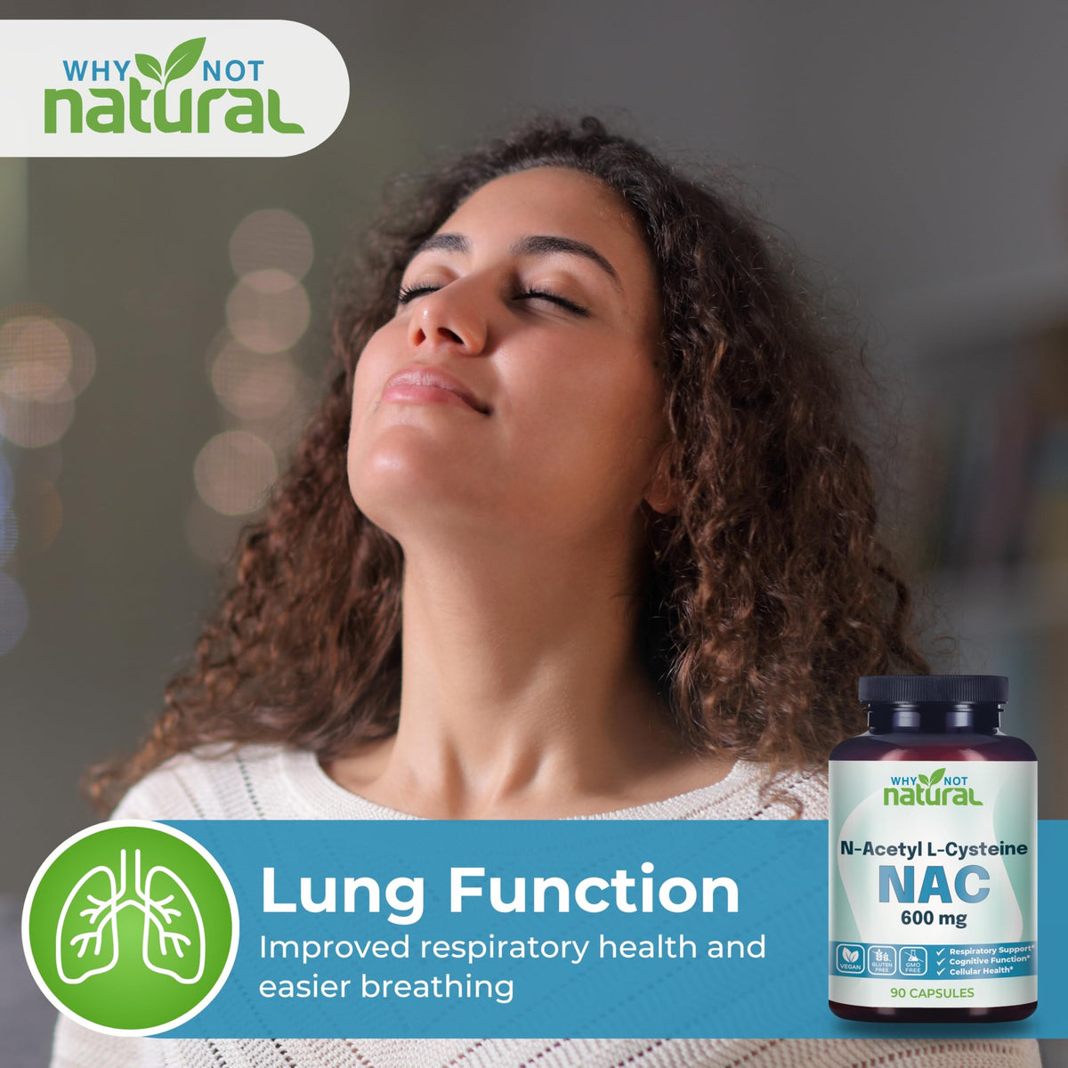 Why Not Natural pure N-acetyl cysteine supplement side profile