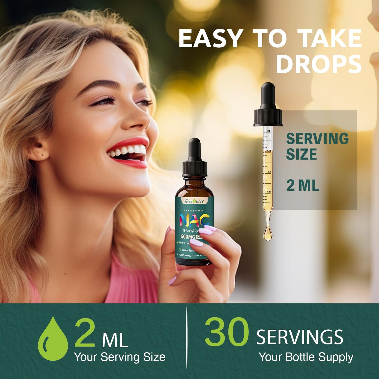 Geeoasis immune and skin health liquid drops displayed with its protective external packaging.