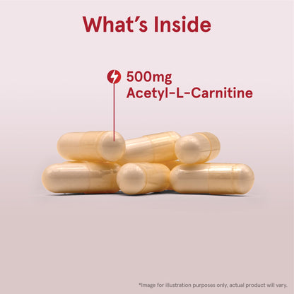 Back label of Jarrow Acetyl L-Carnitine 120 capsule bottle detailing the recommended daily usage and vegan product certifications.