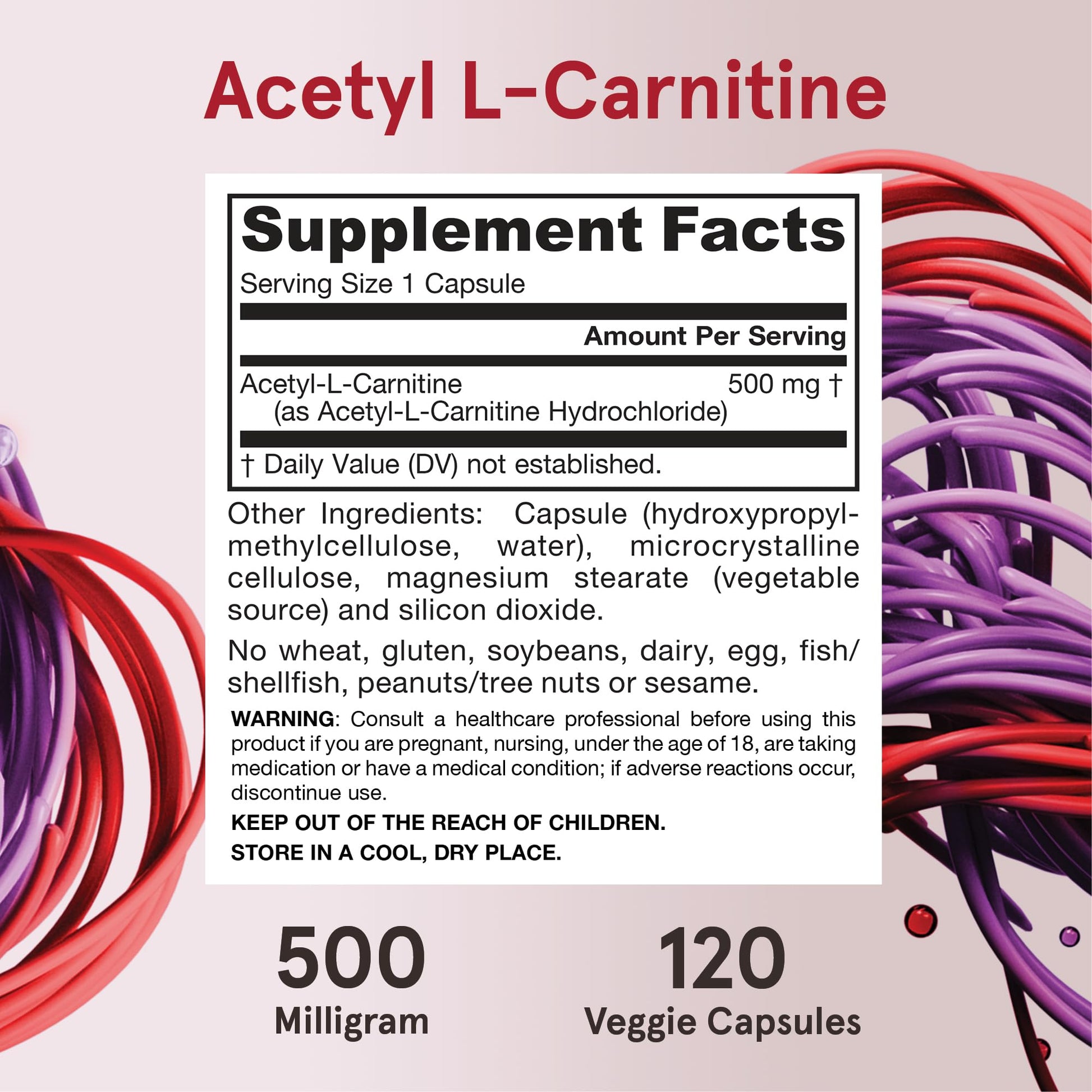 Authentic USA imported Jarrow Formulas Acetyl L-Carnitine supplement standing upright, showing the secure factory sealing on the cap.